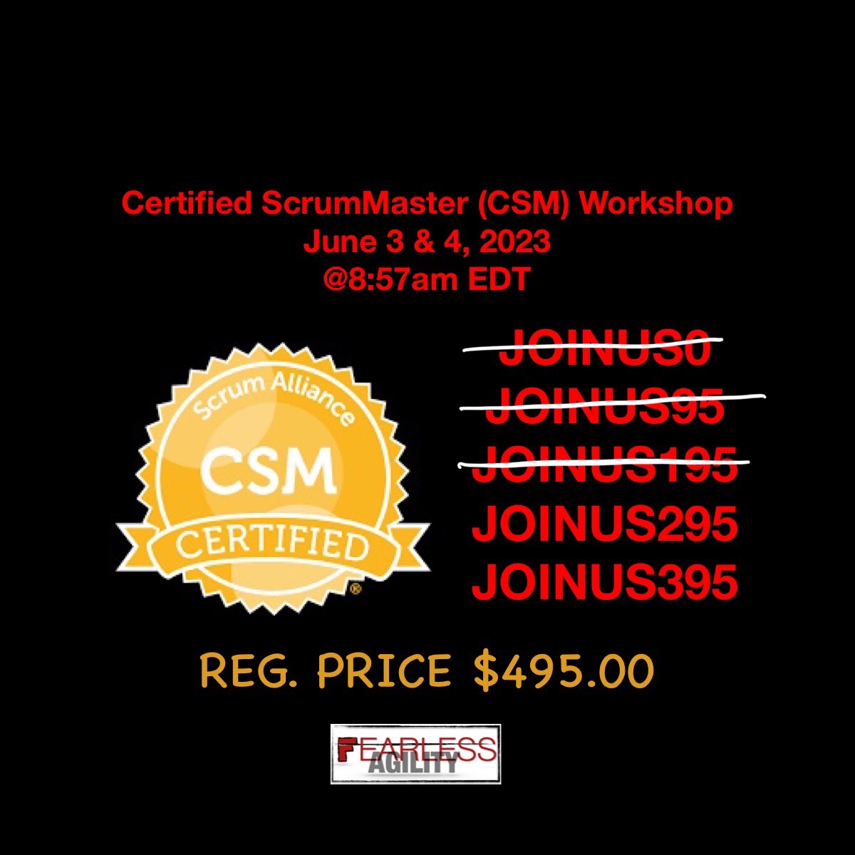 You still have time to register...

fearlessagility.com/fearless-publi…

#womenwhocode #womenintech #blacktechtwitter #scrum #techtwitter #tech #blackwomenintech #certification #scrummaster #scrummastercertification #scrummastertraining #CSM #CSM2023 #scholarships #scholarship #scholarships