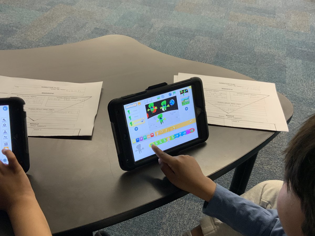 kindyfriends's tweet image. Let. Them. Lead! These capable, curious & competent grade one Ss took their draft #narrative ideas and turned them into a full coded story using @ScratchJr They incorporated their own characters, some drew their own backgrounds and added so much detail. #codetolearn @ThornwoodPS