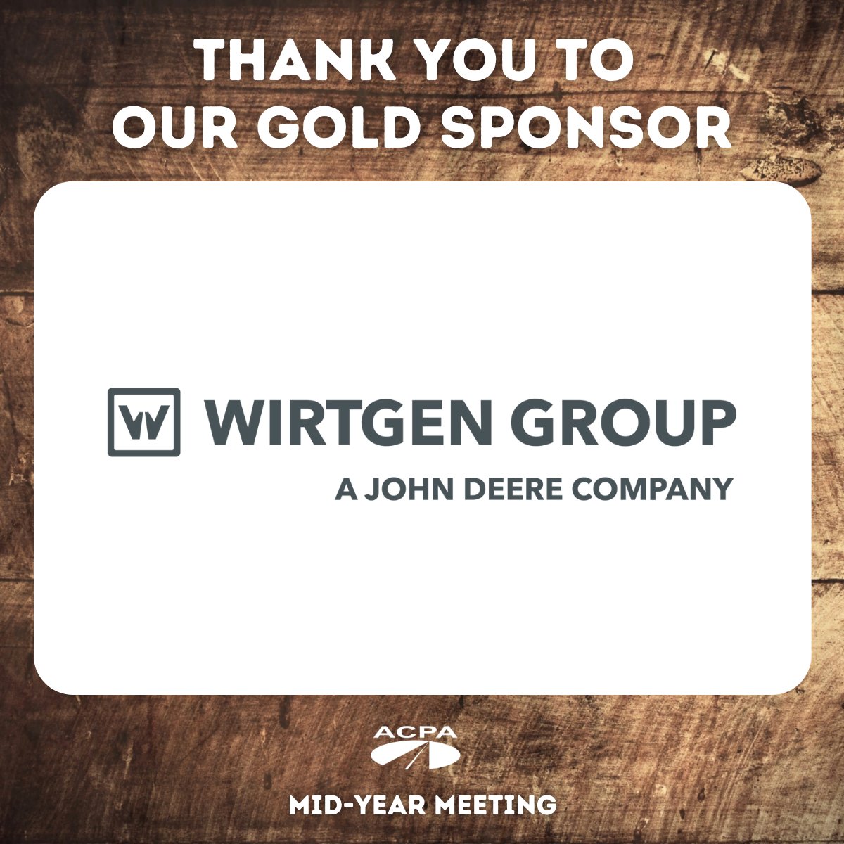 Thank you to @WirtgenGroup for being a 2023 Gold Program Sponsor for the Mid-Year Meeting! #ACPAMidYear #concretepavement