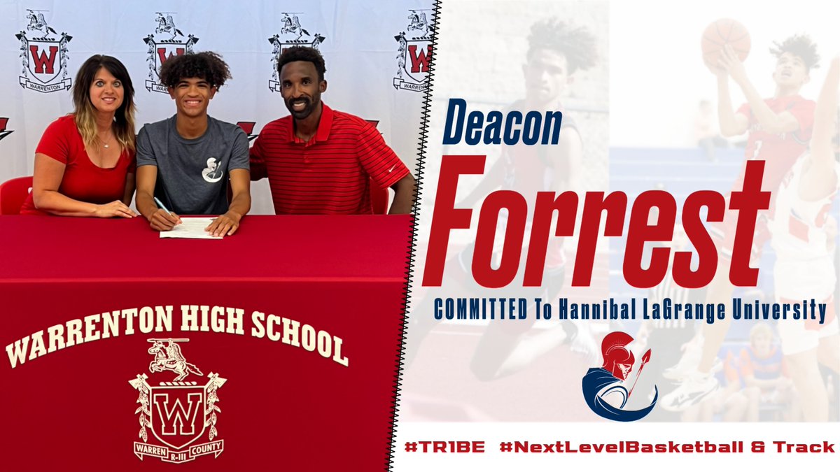 ADWarrenton's tweet photo. Congrats to Deacon Forrest on committing to continue his academic, basketball, and track career at Hannibal LaGrange University!! #TR1BE #NextLevelBasketball&amp;Track https://t.co/57whTMPfPh