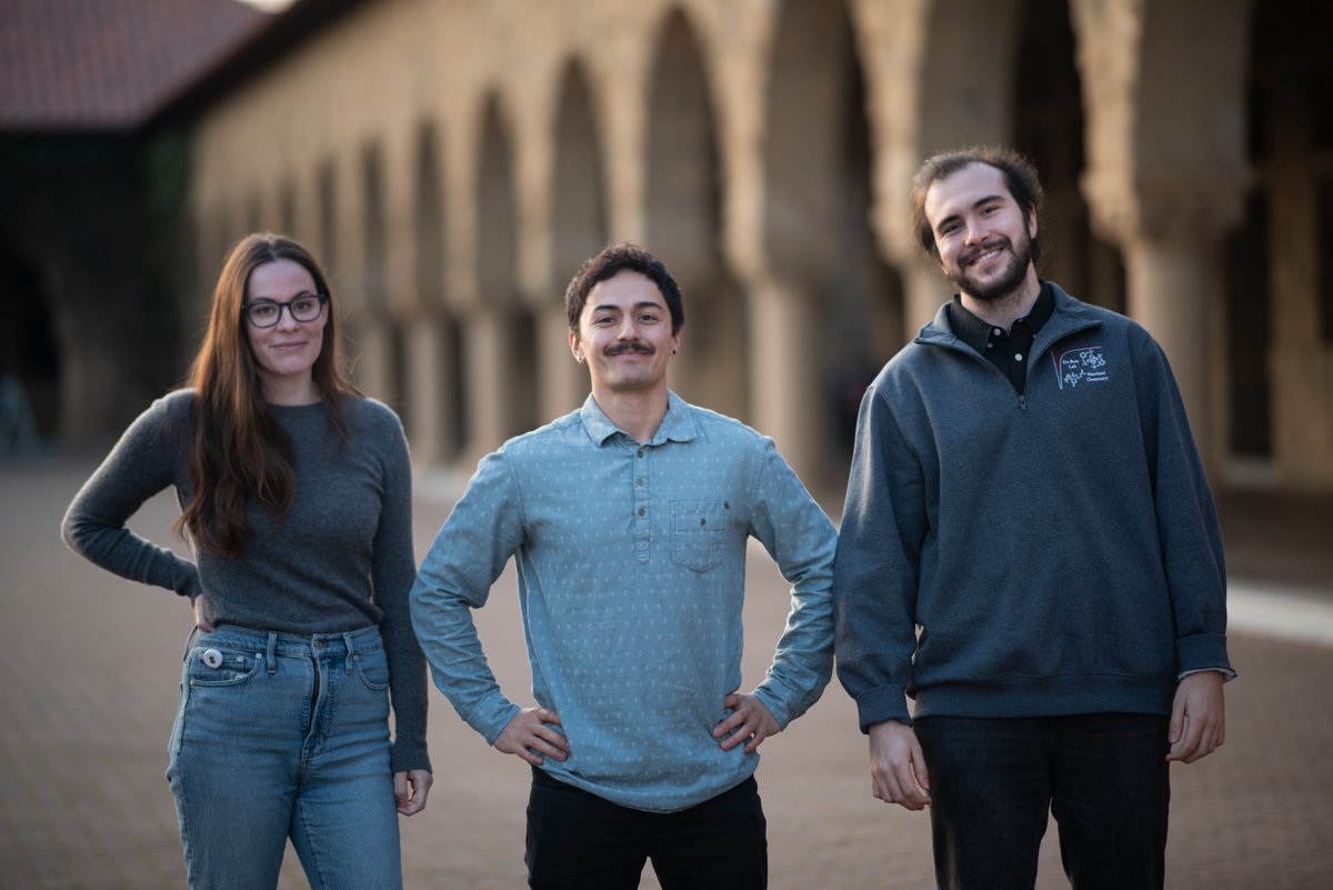 du_bois_lab's tweet photo. The end of the Spring Quarter is right around the corner, and we wanted to highlight our new first year students Signe, Enrique, and Chris @ChrisCodogni! They have brought great enthusiasm and energy to our lab and show that our future is bright! #ChemGradStudent @StanfordUChem https://t.co/vCYzz0ATdN