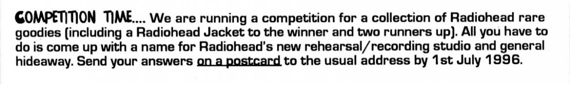 RPL_highlights's tweet photo. Radiohead’s Canned Applause studio got its name from a competition.
The competition was announced in WASTE newsletter 11 and the winner was announced in WASTE 12.
https://t.co/xjkA4DlveS
#radioheadpubliclibrary https://t.co/yxzDzxvt1E