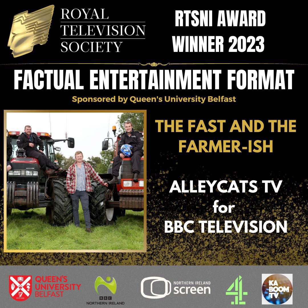RTS_NI (@rts_ni) on Twitter photo Congratulations to The Fast and the Farmer-ish - Alleycats TV for BBC Television!
<a href="/bbcthree/">BBC Three</a>
<a href="/Alleycatstv/">Alleycatstv</a>
<a href="/QUBelfast/">Queen's University Belfast 🎓</a>
<a href="/NIScreen/">Northern Ireland Screen</a>
<a href="/Channel4/">Channel 4</a>
<a href="/KaboomPro/">Ka-Boom Post</a> Congratulations to The Fast and the Farmer-ish - Alleycats TV for BBC Television!
<a href="/bbcthree/">BBC Three</a>
<a href="/Alleycatstv/">Alleycatstv</a>
<a href="/QUBelfast/">Queen's University Belfast 🎓</a>
<a href="/NIScreen/">Northern Ireland Screen</a>
<a href="/Channel4/">Channel 4</a>
<a href="/KaboomPro/">Ka-Boom Post</a>