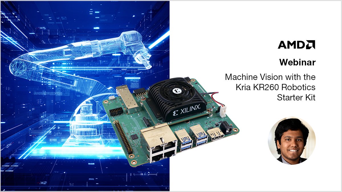 In this #webinarrecording, Karan Kantharia from @AMD provides an introduction to the #Kria KR260 Robotics Starter Kit and how it can be used to hardware accelerate your ROS 2 and machine vision designs: bit.ly/3C2U5CP