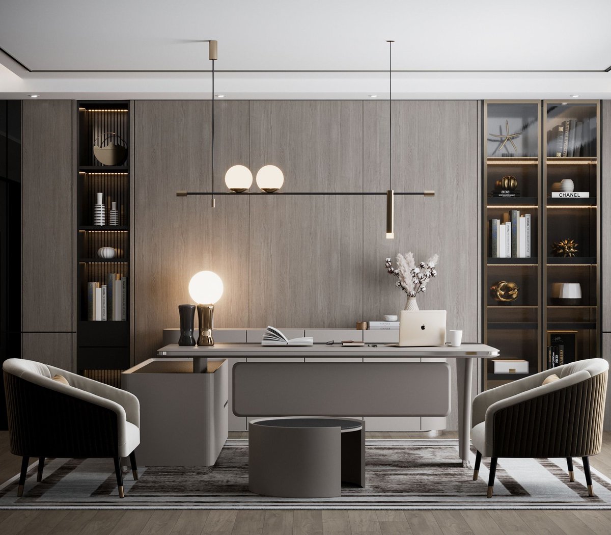Embrace the perfect blend of sophistication and warmth with this stunning grey and wood office interior. Elevate your workspace and inspire productivity in style. #OfficeDesign #GreyandWood #WorkspaceInspiration #InteriorDesign # #inspiration #oraanjinteriors#oraanj