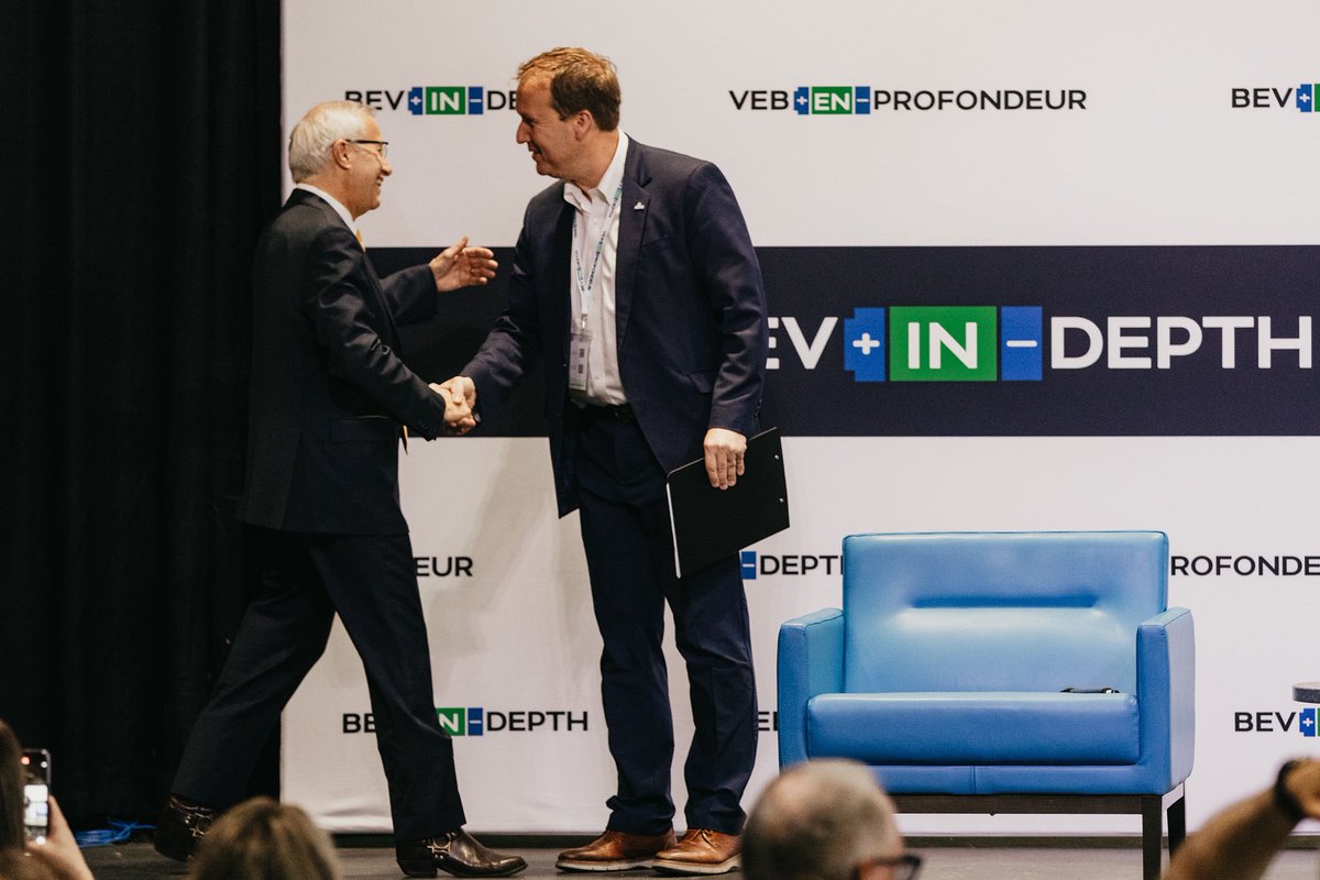 VictorFedeli's tweet photo. Pleasure to join @spaikin for a fireside chat at the #BEVInDepth2023 Mines to Mobility Conference in #Sudbury.
#NorthernOntario is at the heart of the #EV revolution. By strengthening our integrated supply chain, we are transforming the future state of battery electric vehicles! https://t.co/vx59zGsWu7