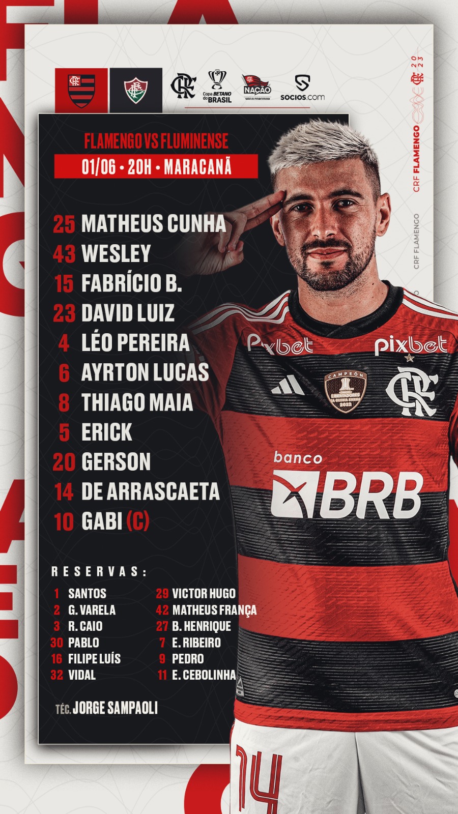 SAIU! Flamengo divulga escalação para jogo contra o Santos - Coluna do Fla