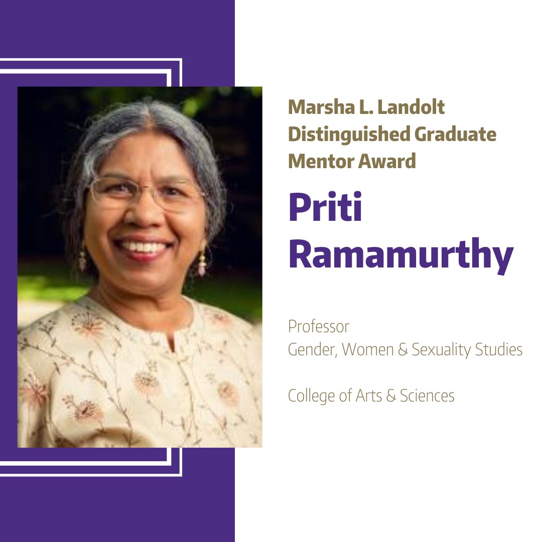 🌟 Marsha L. Landolt Distinguished Graduate Mentor Award: Priti Ramamurthy, Professor, @UWGWSS