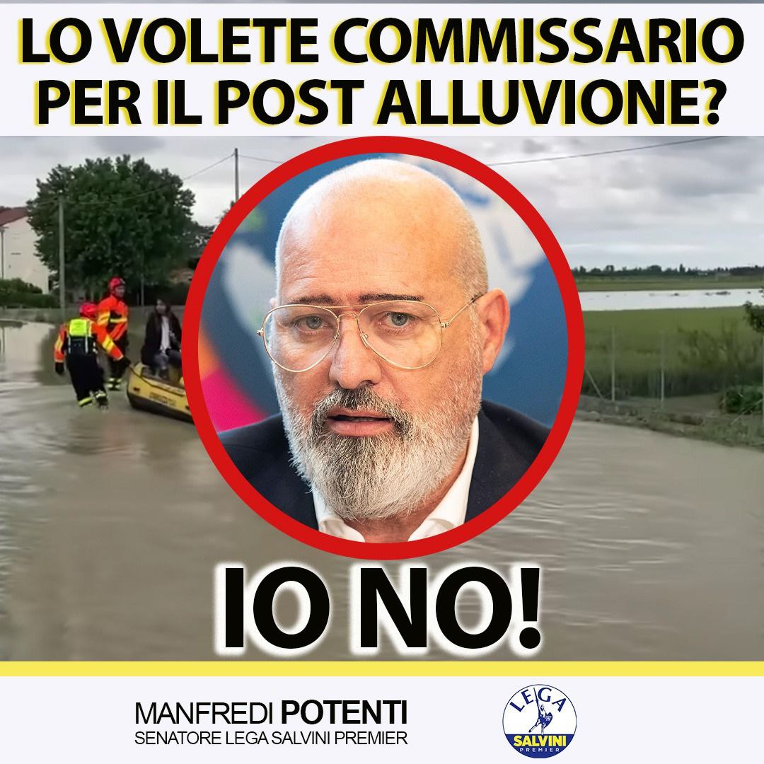 Manfredi #Potenti ha postato sui social una card contro la nomina di #Bonaccini a commissario per l'emergenza

@ultimora_pol