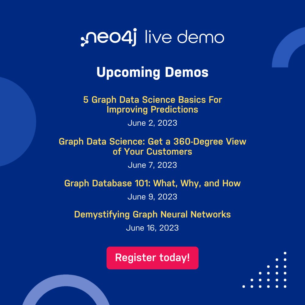 neo4j's tweet image. Your June demo agenda is ready!!📓

Take a look at participating in any of these demos for FREE!!

okt.to/SZR5Yu

#GraphNeuralNetwork #Neo4j #GraphDataScience #graphdatabase #demos