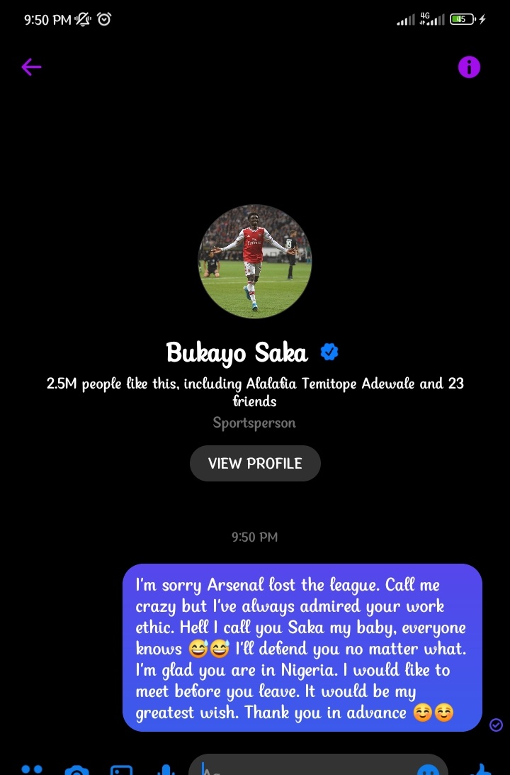 I'm not desperate oo, but I desperately need you all to help me call his attention to my message 😭😭 my name is Oloruntola Favour. #sakamybaby #findsaka <a href="/BukayoSaka87/">Bukayo Saka</a>