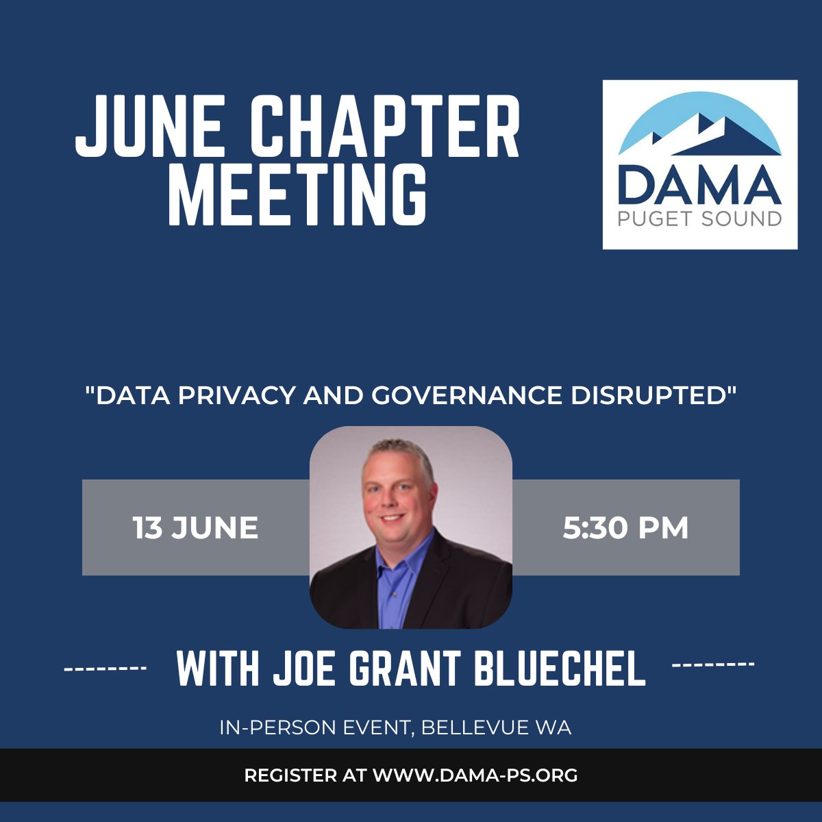 DAMAPugetSound's tweet photo. At our June chapter meeting, @JBluechel will share a few customer journeys that embraced non-invasive data governance techniques to improve data literacy and innovation while remaining compliant and balanced.

Register: https://t.co/bQiKAiYoeV https://t.co/OhSaSvn5EW