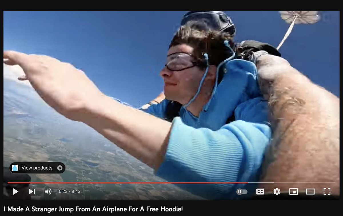 I love working with clients that do crazy things like this, because they're hungry to win and actually want to  GROW.

They threw a stranger out of a plane for a free hoodie...

Go watch their latest video right now: youtube.com/watch?v=T7Z-NT…