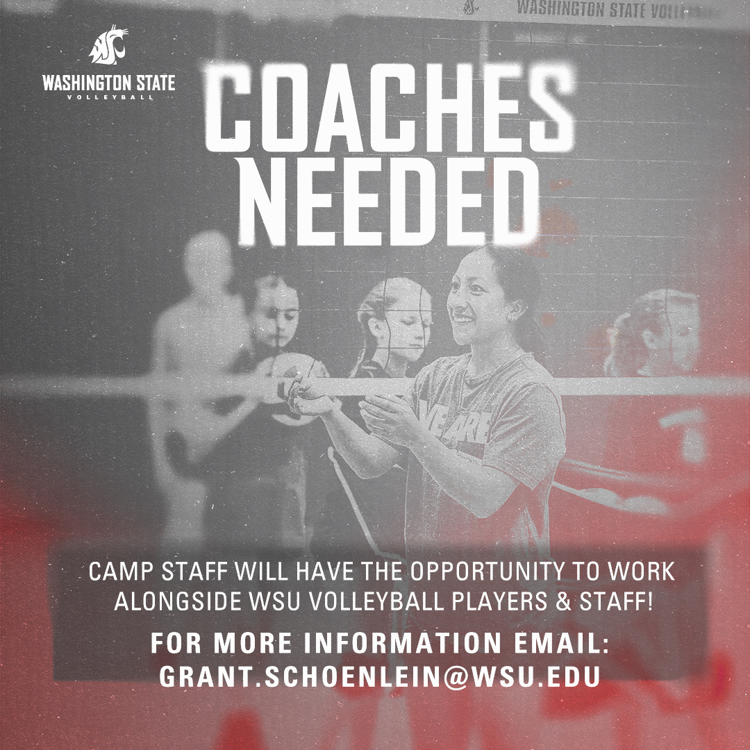 🚨CALLING ALL  VOLLEYBALLERS🚨

WSU volleyball is hiring staff for 2023 summer camps!

🔗 bit.ly/3qqcc2O

#GoCougs | #WAZZU