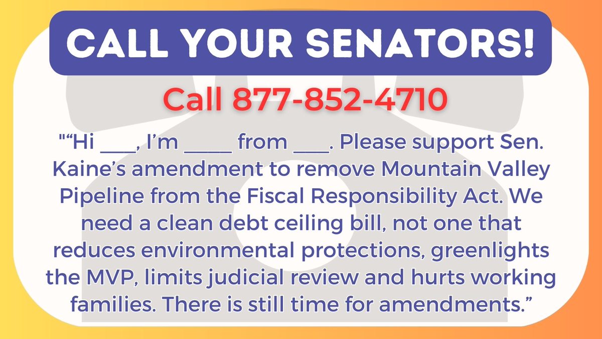 .@JoeBiden is LOSING VOTES of fenceline communities, #working #families, #students & #youth w/repeated betrayals.

Tell @POTUS & Senators:
✅Support a #CLEANDebtCeiling
✅Pass @SenJeffMerkley & @timkaine’s amendments to protect #NEPA & #StopMVP exemptions from health&safety laws: