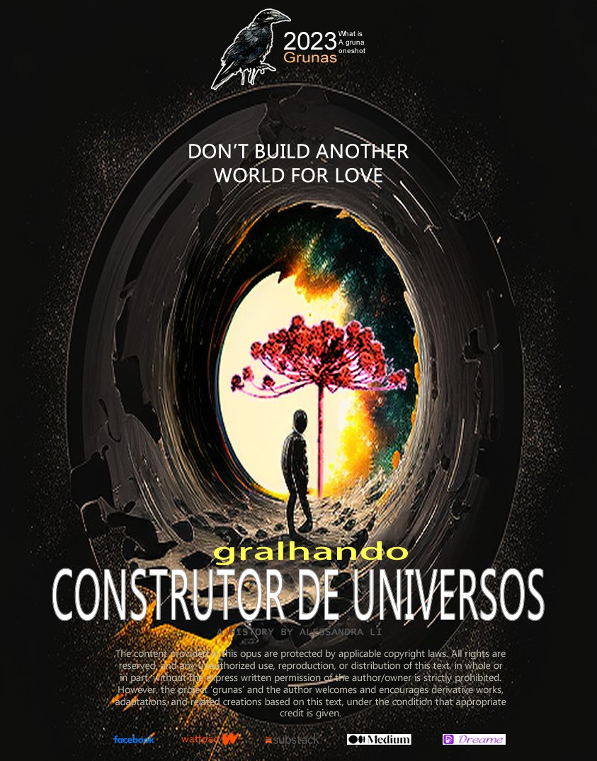 graIhando's tweet image. Don&apos;t build another world for love
#gralhando
#grunas
#oneshot
#construtordeuniversos