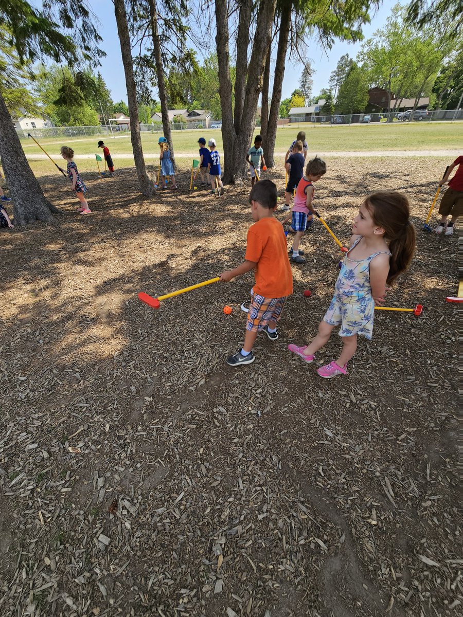 Today the K's celebrated G-olf Day by learning how to play mini putt! <a href="/pineriveres/">pine river</a>