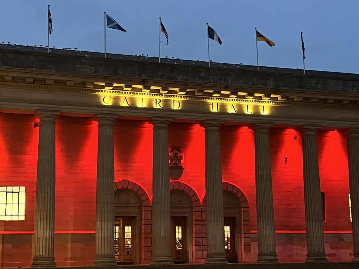 It’s International #Haemochromatosis Awareness Week. 
Thankyou @DundeeCouncil @CairdHallDundee for lighting up red to raise awareness. 
Looking fabulous!! 🩸❤️