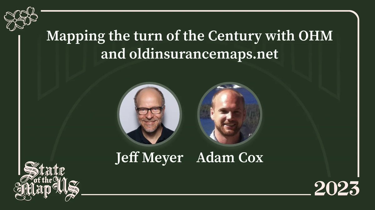 Are you a history buff who also happens to love #OpenStreetMap ? Be sure to join Jeff Meyer and Adam Cox at #SOTMUS2023. 

🤓  2023.stateofthemap.us/schedule/ 
🔗 oldinsurancemaps.net 
🔗 openhistoricalmap.org