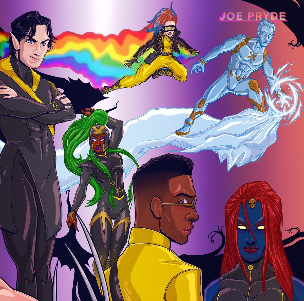 Happy Pride!! Debuting this piece I call “X-Pride” available as a print at QCon 06/17!! 

#Pride2023 #PrideMonth #xmen #xtwitter