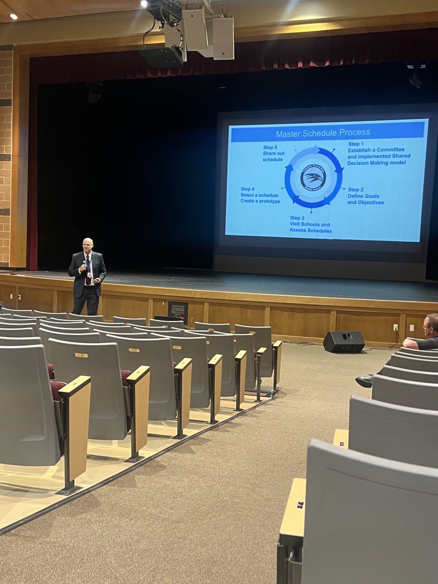 Mr. Mason sharing the new schedule for CTMS. Very excited to offer students more choice. #ctsdexcellence ⁦@CTMSHawks⁩