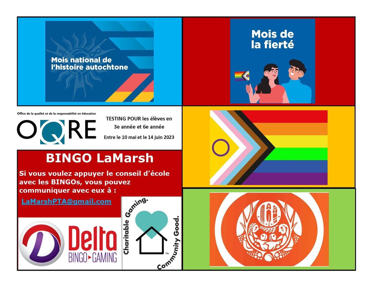 Calendrier des activités pour le mois de juin 2023