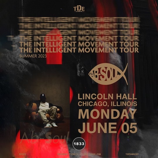 fakeshoredrive's tweet image. RT + Follow to win two free tickets to Ab-Soul at Lincoln Hall on Monday, June 5th. 

A few tix are still available here:
lh-st.com/shows/06-05-20…