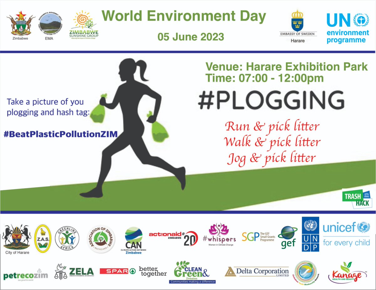 🌍📅 Save the Date! Please mark your calendars for Monday, June 5th to celebrate #WorldEnvironmentDay with us and our partners at the Harare Exhibition Park. Join us at our exhibition stand &amp; dive into the inspiring work we're doing. 🌍🙌 

#IamZYBN #PlasticPollutionSolutions