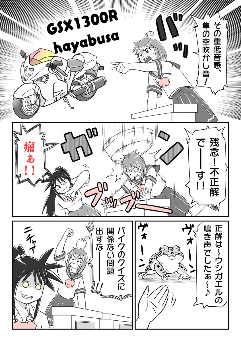 不正解はタライが落ちてくるシステム( '∀` ) おはござます #バイク女子 #隼 #漫画が読める