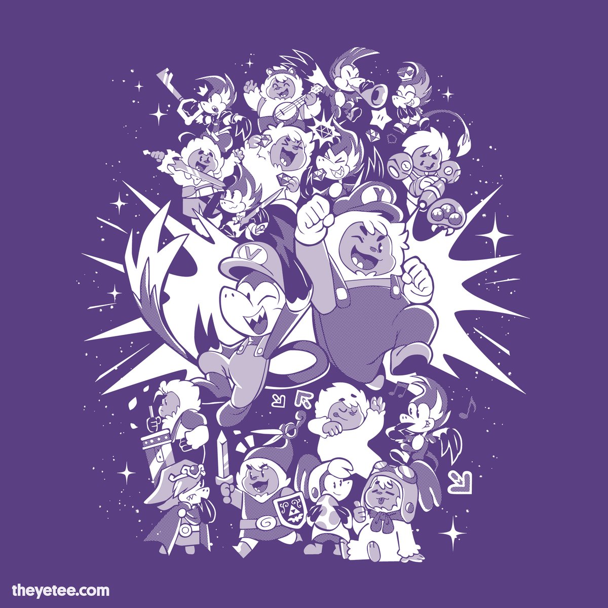 ルイージ ,マリオ 「Everyone is HERE- It's the official SGDQ」|The Yetee 🌈のイラスト