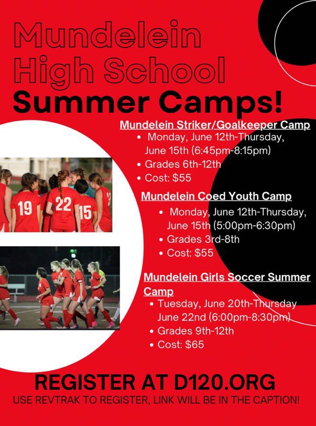 Sign up for our summer soccer camps!Register at: mundelein.revtrak.net/rw-summer-prog…