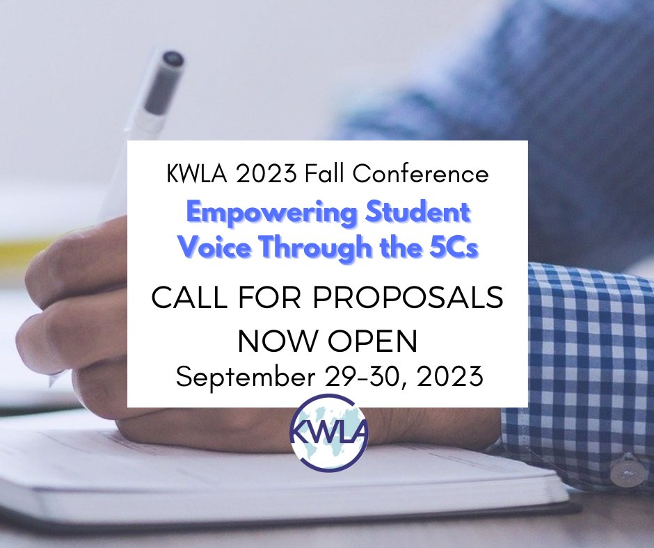 Don't forget to submit your session/workshop proposal for this fall's KWLA conference! 

forms.gle/9dxiAW8PvPXkKU…

For more information about conference visit kwla.org/2023conference/