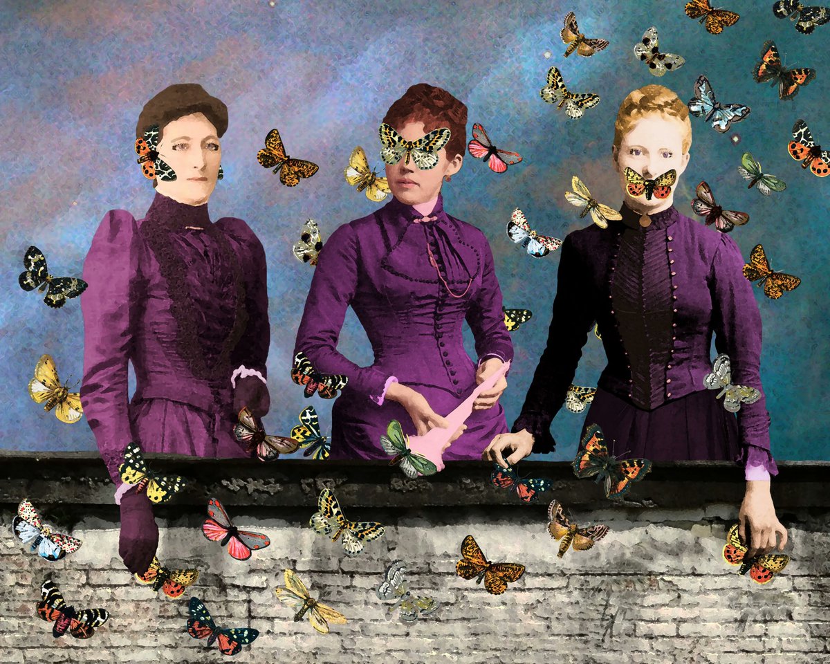 Victorian ladies of fashion see no evil.  Hear no Evil.  And Speak no Evil.  buff.ly/3ZPCWXd 

#throwbackthursday #hearnoevil #seenoevil #speaknoevil #victorianlady #butterfly