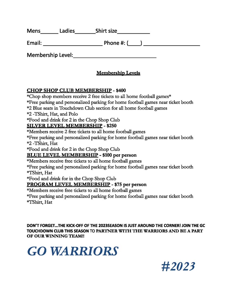 Warrior Nation! Get your program ads and Memberships today!