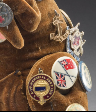 nma's tweet image. I'm going to leave you with this cheeky chap before handing over to my lovely colleague Suzanne.

The identity of this #collector is unknown  - but we do know that they found the perfect mount for their 1918 #WW1 fundraising #badgecollection in this brown velour kangaroo toy.