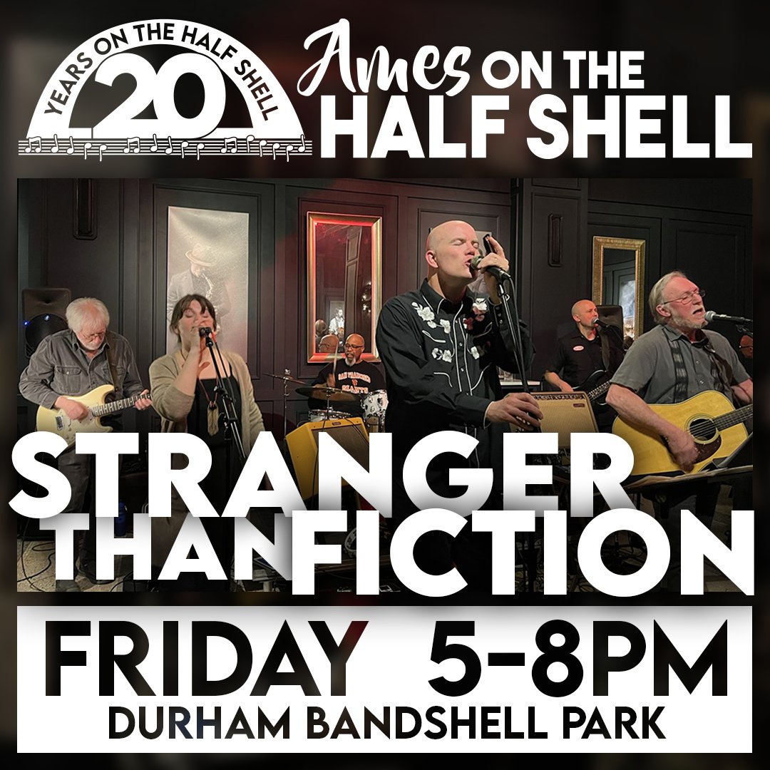 AmesHalfShell's tweet photo. Join us for our first Ames on the Half Shell concert of the season with Stranger Than Fiction! Tomorrow, June 2 from 5-8pm at Durham Bandshell Park in Ames!

Live music, friends, family, food, and drinks! It will be a fun evening out in Ames! https://t.co/dESXJ0Fu7i