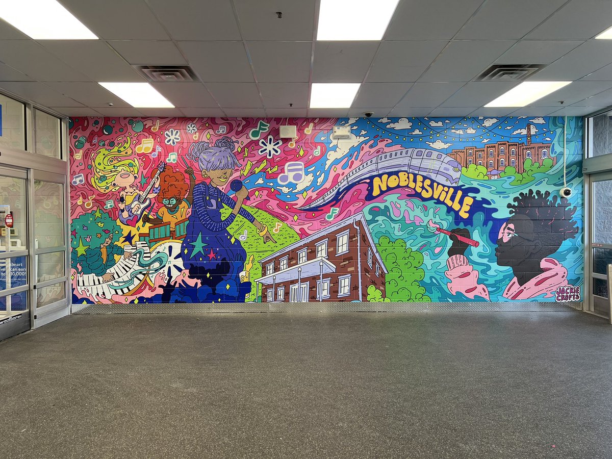 I made my first public mural for the Walmart up in Noblesville! It was such a fun opportunity. I finally got to see it in person last week. If you’re in the Indy area, check it out! 🌈