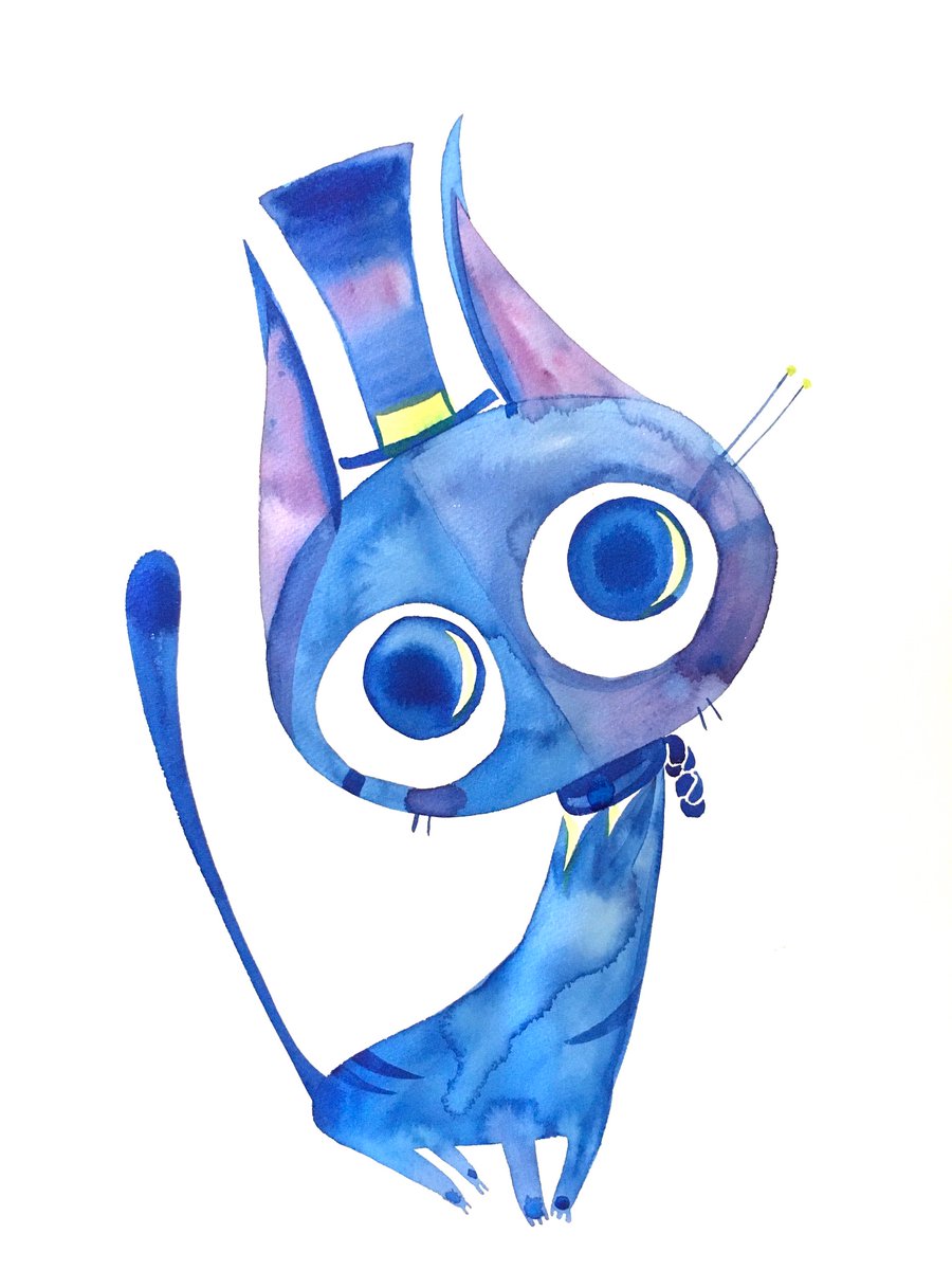 「青猫とろり」|ほんだ猫 (不思議風景と猫を描くぶるべり)のイラスト
