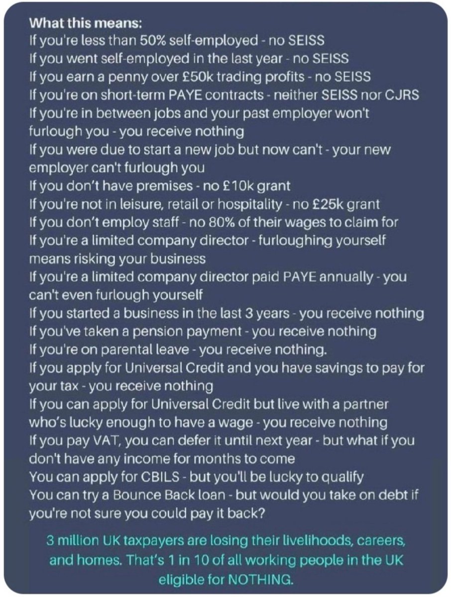 @robmclean1976 @inkbyboston @GyllKing @RishiSunak @APPGGapsSupport @ExcludedUK @OfficialEUA Check your facts @robmclean1976 before making assumptions, as the #Excluded have tax record's. and here's a list of all categories purposefully denied any support by @RishiSunak @scullyp Tories and the solution's they've chosen to ignore.
#FollowBackFriday
twitter.com/LBC/status/135…