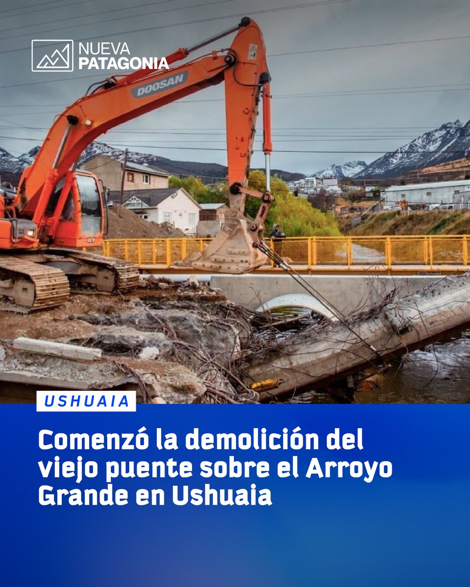 En el marco de la obra del nuevo puente sobre el Arroyo Grande comenzó la demolición de la estructura del viejo puente, en la avenida Perito Moreno.

👉 t.ly/tltx

#ArroyoGrande
#Ushuaia
#ViejoPuente