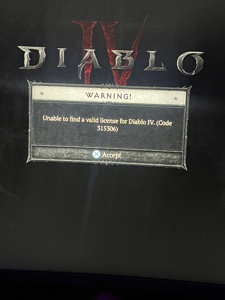 mikehasfallen's tweet photo. @Diablo  I keep getting this issue on the PS5 https://t.co/Gln0g3dIuG