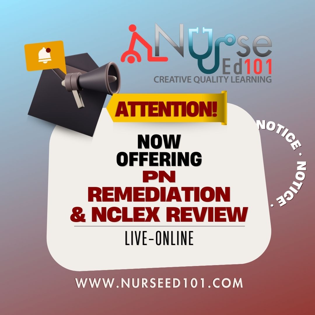 Join our July 6th PN NCLEX Review/Remediation Course and boost your chances of acing the NCLEX exam! #lpn #remediation #nurseed101 #healthcareheros NurseEd101.com