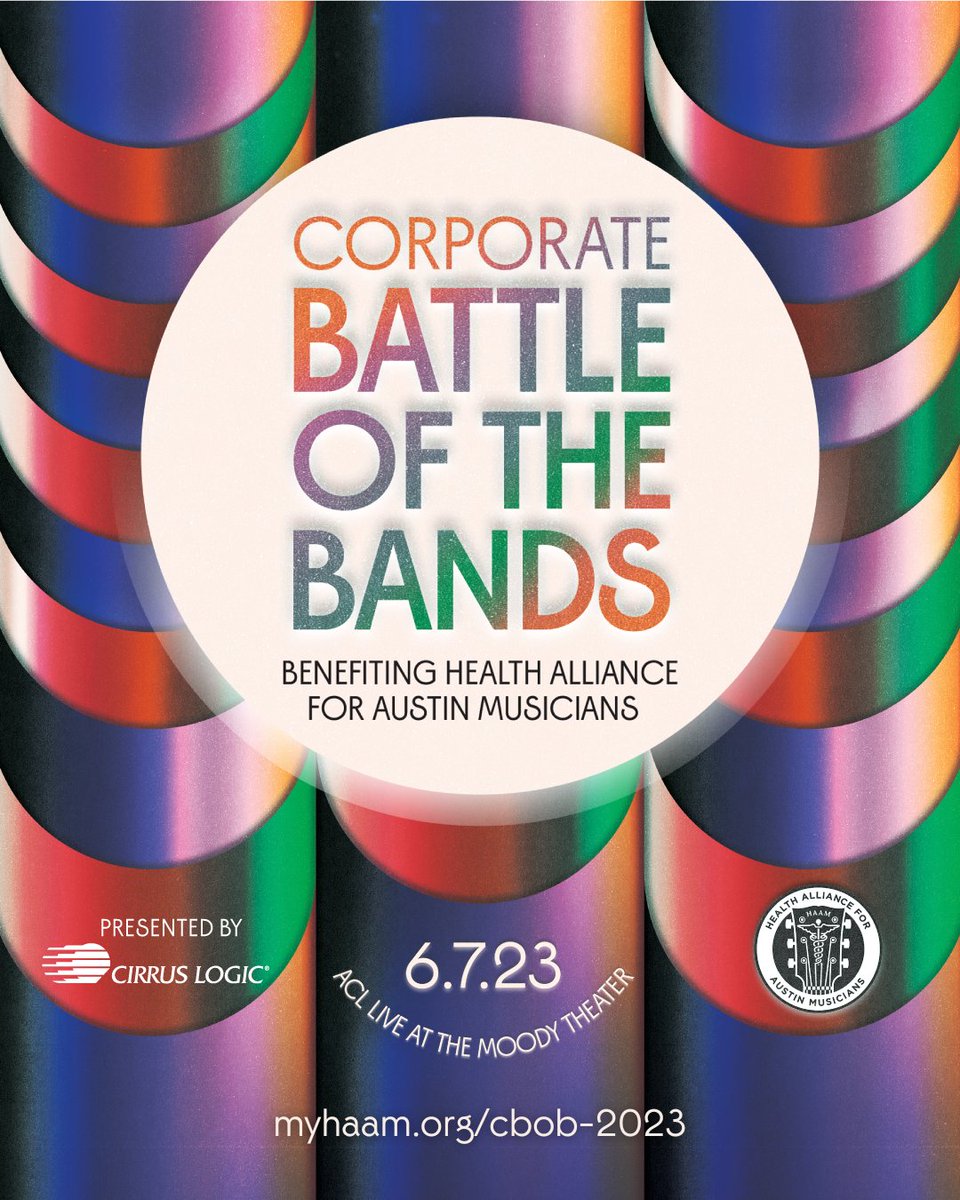 myhaam's tweet photo. Show your support for Austin musicians on June 7th for HAAM's Corporate Battle of Bands: https://t.co/WqBtnjdKrI #CBOB23 #myhaam
Thank you to our Sponsors:
ππππππππππ πππππππ
@CirrusLogic
πππππ ππππππππ
@HEB | @PNCBank | @Netspend https://t.co/vYLDbwLJHe