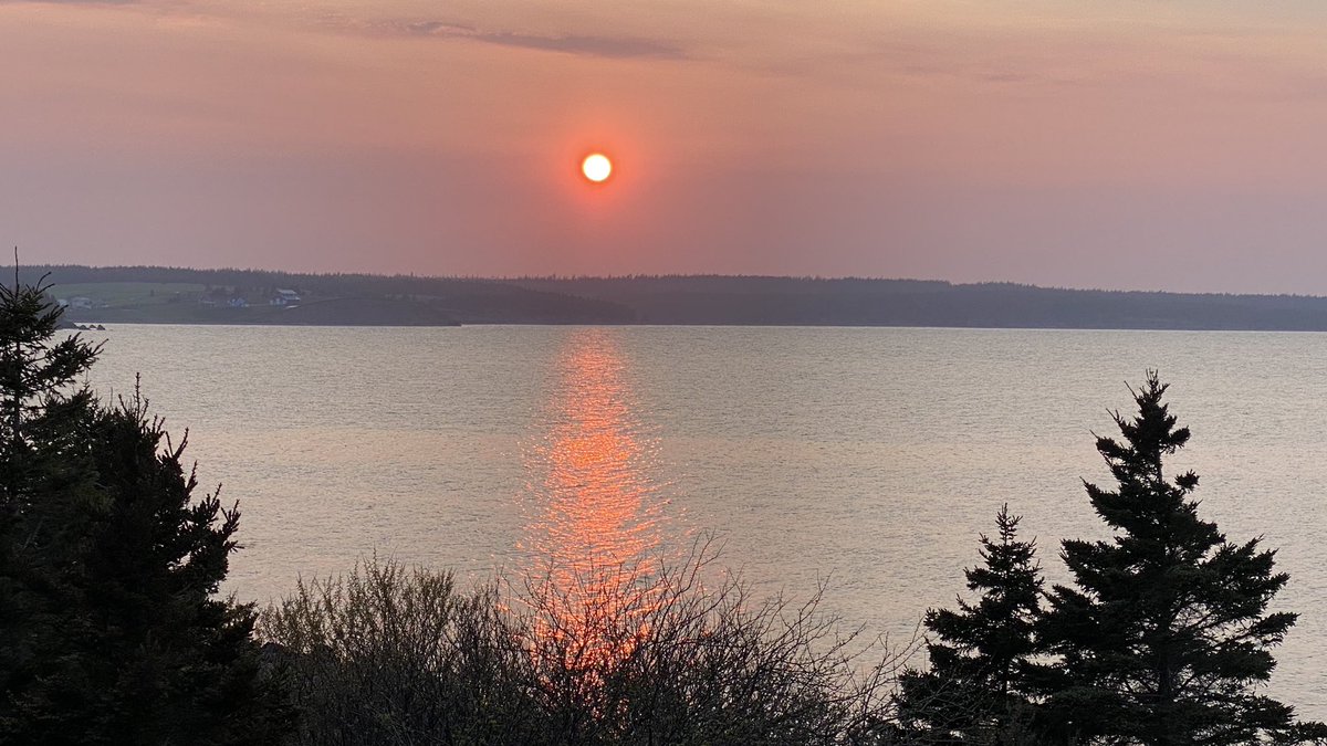 Little smoke over Isle Madame.  Thoughts are with the many from our community that have been affected by the fires.  ❤️ #NovaScotiaFires