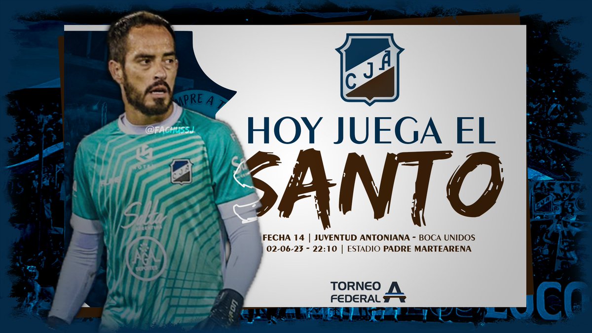 💙🤍🤎 | HOY JUEGA EL SANTO
🏆 | Federal A 2023 - Zona D.

🆚 | Boca Unidos.
⏰ | 22:10hs.
🏟️ | Padre Ernesto Martearena

#VamosAntoniano
#JuventudAntoniana