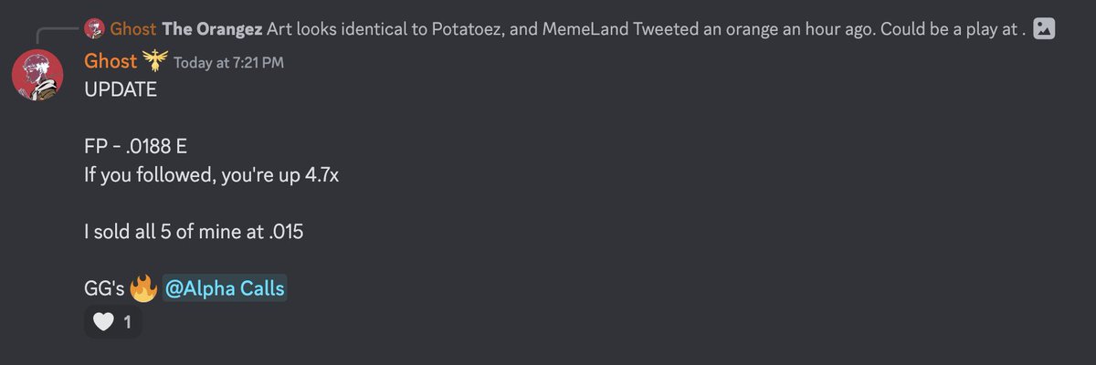 Quick little 4.7x on @the_orangez 🍊

Small profit, but profit none the less.

Engage to be considered for entry into Discord.