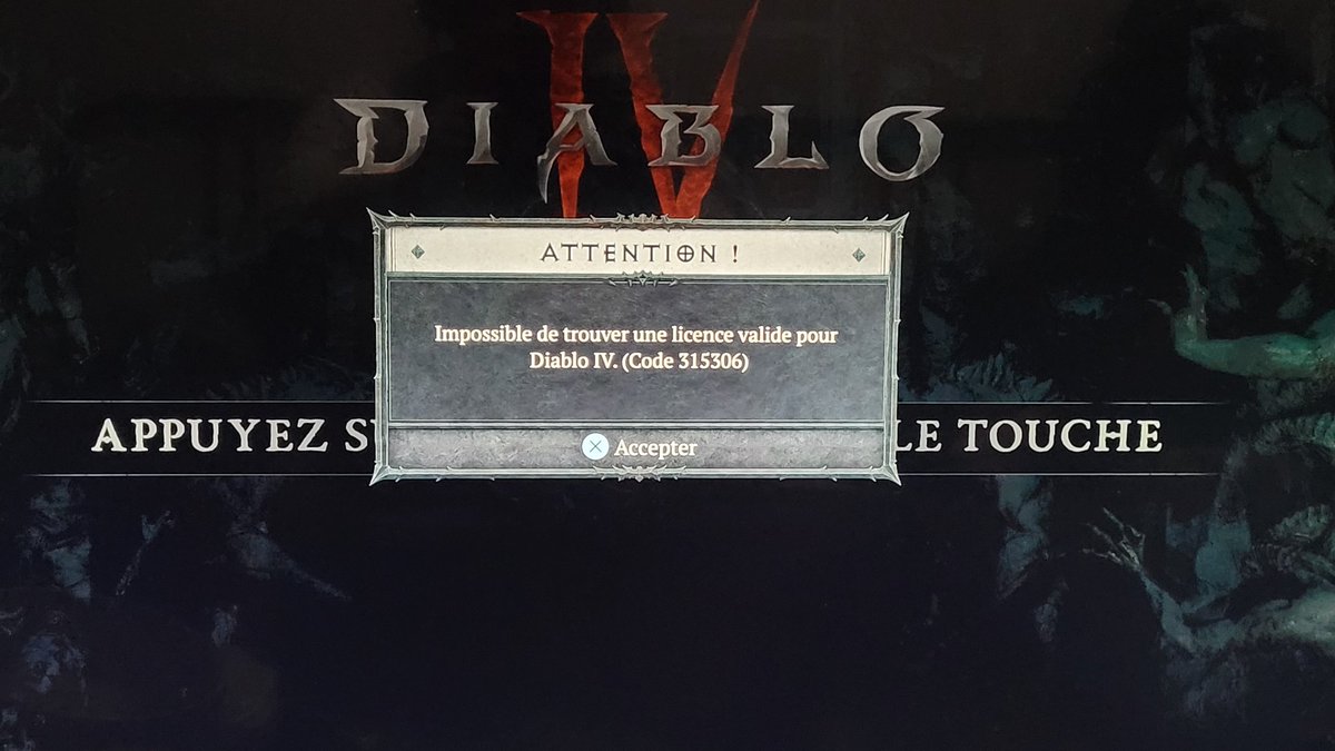 Impossible de trouver une licence valide ! #PS5 #DiabloIV pardon <a href="/Diablo_FR/">Diablo FR</a> <a href="/Blizzard_Ent/">Blizzard Entertainment</a>
