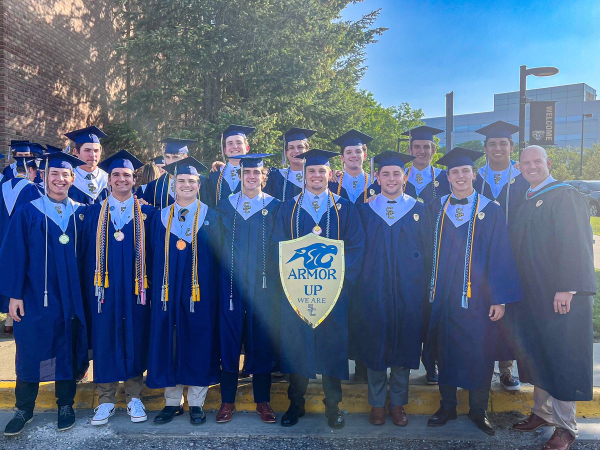 Congratulations to this ELITE group of young men who have officially graduated! Class of 2023 SC Football is off to Tackle the World! We are so proud of each of you!!! 🛡️⬆️ #ELITE #EliteMenOfCharacter #ArmorUp #ClassOf2023 #WeAreSC