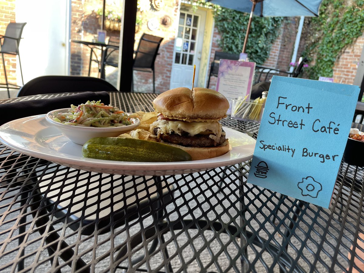 Tonight’s Front Street Cafe’ speciality burger was awesome as usual.   Thanks to Anatomy Student Emily Arnold for her customized gift card.  It was delicious!   The burger, not the card.