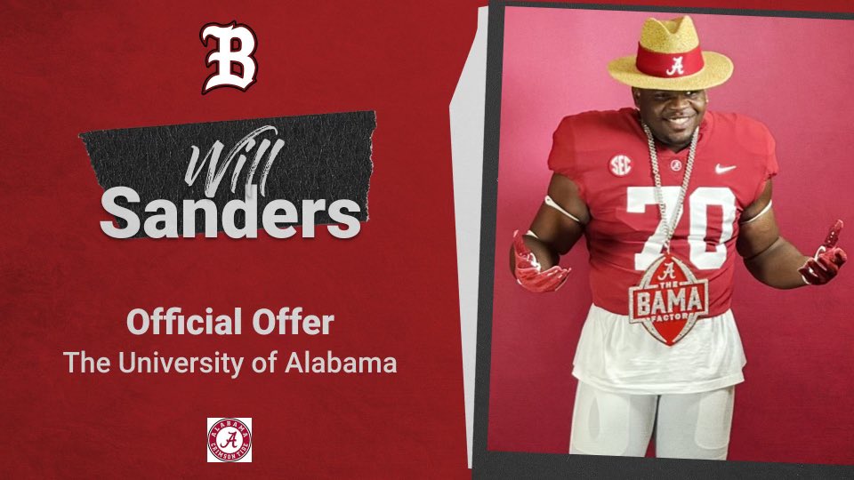 william (@willsanders70) on Twitter photo Thankful and blessed to have received an offer from <a href="/AlabamaFTBL/">Alabama Football</a> thank you <a href="/FBCoachWolf/">Eric Wolford</a> #RTR #Bama #Rolltide <a href="/coachswift64/">Coach T. Swift</a> Thankful and blessed to have received an offer from <a href="/AlabamaFTBL/">Alabama Football</a> thank you <a href="/FBCoachWolf/">Eric Wolford</a> #RTR #Bama #Rolltide <a href="/coachswift64/">Coach T. Swift</a>